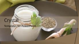  Presentation with hemp - Amazing presentation design having cannabis plant - jar with hemp milk backdrop and a coral colored foreground