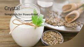  Presentation with hemp - Audience pleasing slide deck consisting of cannabis plant - jar with hemp milk backdrop and a mint green colored foreground