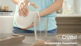  Presentation with cannabis - Slide set with cannabis plant - woman pouring hemp milk background and a coral colored foreground
