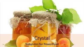  Presentation with jam - Amazing slides having canned-apricots-and-jam backdrop and a gold colored foreground
