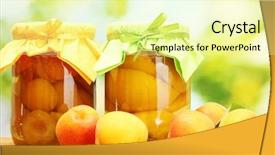  Presentation with sweet - Slide deck consisting of canned apricots in a jars background and a blonde colored foreground