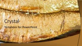  Presentation with canned fish - PPT theme having canned fish in the olive background and a yellow colored foreground