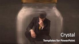  Presentation with canned food - Cool new slide set with canned food - businessman shut into a glass backdrop and a tawny brown colored foreground