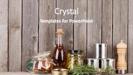  Presentation with canned food - Slides featuring canned food - cooking ingredients herbs and spices background and a gray colored foreground