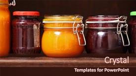  Presentation with jam - Audience pleasing PPT layouts consisting of canned food - jars of jam backdrop and a tawny brown colored foreground