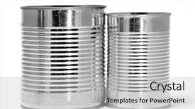  Presentation with food white - Presentation having canned food - pair of cans isolated background and a light gray colored foreground