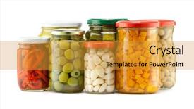  Presentation with food white - Cool new presentation theme with canned food - pickles isolated on white background backdrop and a gold colored foreground