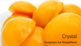  Presentation with white plate - Audience pleasing slide set consisting of canned fruit - closeup of a plate backdrop and a gray colored foreground