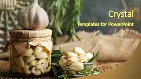  Presentation with garlic - Cool new presentation theme with canned garlic in glass jar backdrop and a tawny brown colored foreground