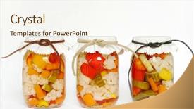  Presentation with pickle - Colorful PPT theme enhanced with canned homegrown pickled vegetables backdrop and a cream colored foreground