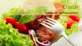  Presentation with canned meat - Presentation theme consisting of canned meat with salad background and a yellow colored foreground