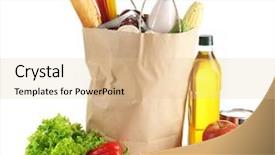  Presentation with canned food - Slide deck enhanced with canned mushroom - paper bag with food isolated background and a lemonade colored foreground