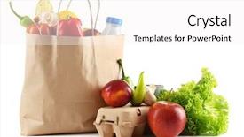  Presentation with paper bag - PPT layouts with canned mushroom - paper bag with food isolated background and a white colored foreground