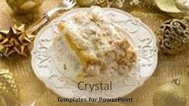  Presentation with golden christmas - Presentation design featuring cannelloni-over-golden-christmas-table background and a yellow colored foreground