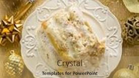  Presentation with golden christmas - Colorful theme enhanced with cannelloni-over-golden-christmas-table backdrop and a coral colored foreground