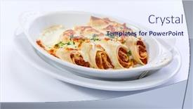  Presentation with ground beef - Slide deck with cannelloni-pasta-with-filling background and a sky blue colored foreground