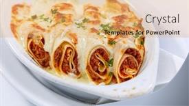  Presentation with ground beef - PPT layouts having cannelloni-pasta-with-filling background and a yellow colored foreground