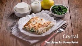  Presentation with spinach - PPT layouts enhanced with cannelloni ricotta and spinach background and a violet colored foreground