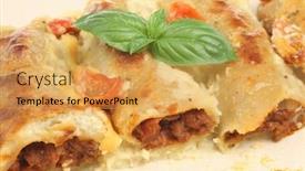  Presentation with beef - Amazing theme having cannelloni-with-beef-ragu backdrop and a yellow colored foreground