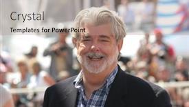  Presentation with indiana jones - Slide deck enhanced with group of persons and businessman in the modern interior background and a light gray colored foreground