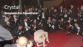  Presentation with red carpet - Beautiful presentation theme featuring torn brown paper on green surface with target word backdrop and a coral colored foreground