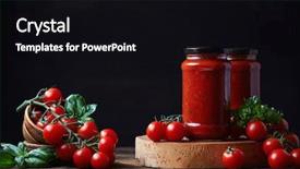  Presentation with tomato - Slide deck with canning - homemade tomato sauce background and a black colored foreground