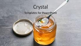  Presentation with canning - Beautiful slides featuring canning - jar with sweet jam backdrop and a light gray colored foreground