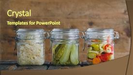  Presentation with canning - PPT theme having canning - pickled vegetables in glass jars background and a tawny brown colored foreground