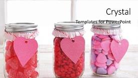  Presentation with canning jars - Slide deck with canning jars filled with candy background and a white colored foreground