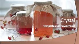  Presentation with canning - Colorful PPT theme enhanced with canning jars with jam backdrop and a tawny brown colored foreground