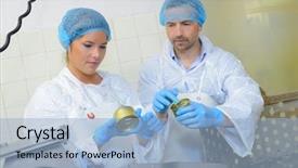  Presentation with canning - Slides with canning workers background and a light blue colored foreground