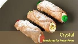  Presentation with italian cuisine - Theme consisting of cannoli cannolo italian cuisine sicilian pastry dessert background and a coral colored foreground