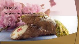  Presentation with dessert - Cool new presentation with cannoli typical traditional sicily ricotta dessert backdrop and a coral colored foreground