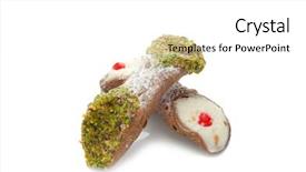  Presentation with dessert - Slides consisting of cannoli typical traditional sicily ricotta dessert isolate on white background and a white colored foreground