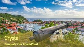  Presentation with saint - Beautiful slide deck featuring cannon - gustavia saint barthelemy skyline backdrop and a tawny brown colored foreground
