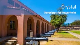  Presentation with photo display - Colorful slide set enhanced with cannon-are-on-display backdrop and a teal colored foreground