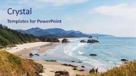  Presentation with civil war cannon at gettysburg - Amazing PPT theme having cannon beach oregon coast usa backdrop and a light blue colored foreground