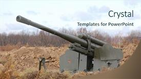  Presentation with defense - Slides enhanced with cannon historical reenactment of wwii background and a cool aqua colored foreground