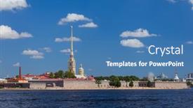  Presentation with peter - Beautiful PPT theme featuring cannon-shot-at-midday backdrop and a teal colored foreground