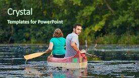  Presentation with beautiful nature in twilight - Presentation design featuring canoe - canoeing in beautiful natural environment background and a tawny brown colored foreground