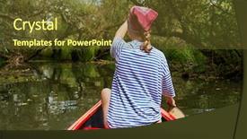  Presentation with beautiful mountains river lake sky nature - Beautiful slide set featuring canoe - canoeing in beautiful natural environment backdrop and a tawny brown colored foreground