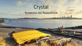  Presentation with seattle - Slide set with canoe and seattle skyline background and a soft green colored foreground