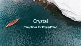  Presentation with swim boy - Slide deck featuring canoe on a swiss mountain background and a  colored foreground