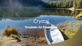 Presentation with canadian - Slide deck with canoe on the lake in canadian rocky background and a teal colored foreground