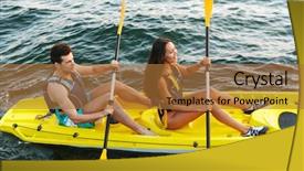  Presentation with kayaking - Amazing PPT layouts having canoe ride - cheerful young couple kayaking backdrop and a red colored foreground