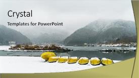  Presentation with japan shop - Beautiful slides featuring canoe ride - lake shoji japan view backdrop and a light gray colored foreground