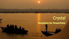  Presentation with india ganges - Colorful theme enhanced with canoe ride - stunning sunrise looking backdrop and a tawny brown colored foreground