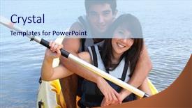  Presentation with teens - Colorful presentation design enhanced with canoe ride - teens in dugout backdrop and a sky blue colored foreground