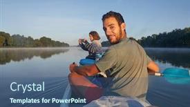  Presentation with scenery environment sunrise beam - Audience pleasing PPT theme consisting of canoeing-in-beautiful-natural-environment backdrop and a ocean colored foreground