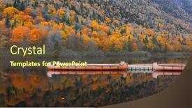  Presentation with fall lake - Colorful presentation enhanced with canoes-in-a-quite-lake backdrop and a tawny brown colored foreground